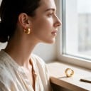 Clip-On Ohrringe ohne Piercing 2 Stück Runde Ringe 14 mm Edelstahl Goldfarbe Unisex Ohrschmuck für Frauen und Männer 4