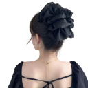 Clip para el cabello de mujer 13,1 cm Lazo de tela voluminoso Ancho del clip 4,5 cm Sostenedor de cabello elegante para moño y peinado festivo 3