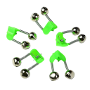 Cloche de pêche avec clip vert en plastique pour canne 5 pcs Alerteur sonore pour la pêche Fixation facile Maintien solide sur la canne 2