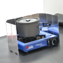 Cloche de protection contre le vent pliable pour la cuisson 13,5 x 65 cm 9 pièces barrière en aluminium contre le vent avec crochets pour suspendre 3