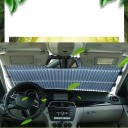 Clona plisada contra o sol para carro Estore dobrável para vidro com barra e ventosas Lado prateado e lado escuro Dobragem fácil 4