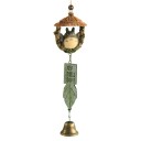 Clopoțel de vânt decorativ suspendat cu figurină și baldachin, aspect de lemn, frunză și clopot, stil japonez 1