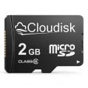 Cloudisk Micro SD 2 GB MicroSD Kárty Class 6 Fekete Dokumentumok, Zene, Fényképek és Kisebb Fájlok Tárolására 2