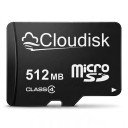 Cloudisk Micro SD Geheugenkaart 512 MB MicroSD kaart Class 4 Zwart Voor het opslaan van documenten, muziek, foto's en bestanden 1
