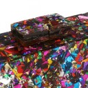 Clutch da donna 18 x 12 x 5 cm Borsa rigida a forma di scatola con paillettes Catena metallica a tracolla Per eventi e feste 7