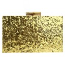 Clutch feminina 18 x 12 x 5 cm Bolsa rígida em forma de caixa com brilhos Cadeia metálica para o ombro Para eventos e festas 4
