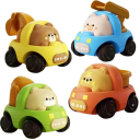 Coche de construcción de animales para niños Movimiento de retroceso Sin pilas 4 variantes: oso, cerdo, cachorro, tigre 1