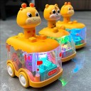 Coche jirafa luminoso 9,5 x 7 x 12,5 cm con engranajes y luz Vehículo mecánico para niños sin pilas 5