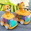 Coche jirafa luminoso 9,5 x 7 x 12,5 cm con engranajes y luz Vehículo mecánico para niños sin pilas 7