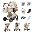 Cochecito de bebé 3 en 1 con capazo y silla de auto, estructura plegable, algodón, para el transporte diario del niño 3