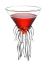 Cocktailglas i form af en meduse dekorativt glas på fod højde 13 cm lavet af klart glas 100 ml originalt glas til servering af drikkevarer 1