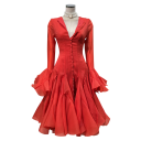 Cocktailkleid mit reichhaltigem mehrlagigem Rock Volantärmel Eleganter Schnitt Lange Ärmel Knopfverschluss Luxuriöses Abendmodell 5