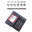Coffret de 12 crayons à dessin 2H-8B dans une boîte en métal Crayons en bois artistiques pour écrire et dessiner Fournitures scolaires et de bureau 3