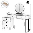 Coiffeuse 100 x 125 x 40 cm avec miroir LED rond et cinq tiroirs Capacité de charge de la table 50 kg Coiffeuse blanche avec détails noirs 7