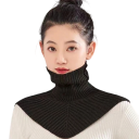 Col faux en tricot pour femmes en coton Accessoire de mode d'hiver Chaud et confortable Protection du cou Col stylé sous un manteau et un pull 1