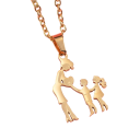 Colar com Pendente Mamãe com Filho e Filha Colar Elegante em Aço Inoxidável Joia de Presente para Mulheres e Mães 1