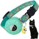 Colar com suporte para AirTag para gatos e cães pequenos Ajustável colar confortável com estampado de lua e estrelas Cores variadas 1