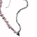 Colar de dois tipos de contas com superfície brilhante e forma irregular, complementado com um pendente em forma de coração, joia decorativa 3