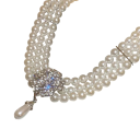 Colar de Pérolas Premium 39,6 x 9,1 cm Design Luxuoso Francês Liga Strass Motivo Floral Joia Elegante 3