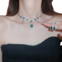 Colar Monumental com Brincos Conjunto de Pedras Preciosas Ligas de Cobre Joias de Casamento Luxuosas e Leves para Mulheres 2