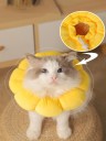 Colar protetor à prova de água para gatos acima de 6 kg em forma de girassol Colar de pelúcia macia contra mordidas e lambidas Cicatrização de feridas 6