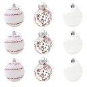 Colecção de 9 bolas decorativas 6 cm Brancas inquebráveis Decorações de Natal para pendurar na árvore e decoração festiva da casa ou mesa de festas 2