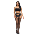 Colecção de meias em rede com efeito de ligas e design estampado tamanho universal 150–185 cm nylon spandex preto acima do joelho 4
