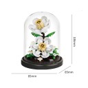 Colección de micro bloques de construcción camelia 85 x 85 x 106 mm 174 piezas Modelo floral en maceta en caja transparente Decoración elegante para el hogar y regalo creativo 2