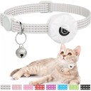 Coleira reflexiva para gatos com suporte para AirTag Coleira de segurança com sininho Coleira ajustável contra a perda de animais de estimação 12