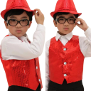 Colete brilhante para rapazes e raparigas Street Dance Hip-hop traje em estilo brilhante Decote em V Colete de algodão e nylon liso para espetáculo de dança 2