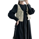 Colete de crochet feminino padrão tamanho universal algodão sem mangas para sobreposição roupa leve uso diário 6