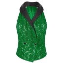 Colete feminino com lantejoulas e gola de lapela sem mangas em poliéster, corte elegante para uso social e outfit de noite 7