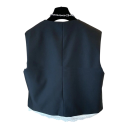 Colete feminino elegante com botões e renda sem mangas em poliéster e algodão preto para uso diário e ocasiões sociais 3