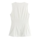 Colete feminino elegante de cor sólida com decote em O Fecho com botões Colete de poliéster sem mangas estiloso para uso diário e formal 6
