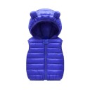Colete infantil acolchoado com capuz e orelhas Colete de algodão quente para o inverno com fecho de correr Roupa exterior de uma só cor para meninos e meninas Estilo de outono e inverno 4