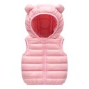 Colete infantil acolchoado com capuz e orelhas Colete de algodão quente para o inverno com fecho de correr Roupa exterior de uma só cor para meninos e meninas Estilo de outono e inverno 7