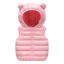 Colete infantil acolchoado com capuz e orelhas Colete de algodão quente para o inverno com fecho de correr Roupa exterior de uma só cor para meninos e meninas Estilo de outono e inverno 5