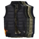 Colete masculino acolchoado com forro interior e bolsos com gola e fecho em poliéster e algodão para caminhadas, trabalho ao ar livre e uso diário 5