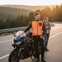 Colete Reflexivo para Motocicleta Unisex Sem Mangas Zíper e Bolso no Peito Poliéster Colete com Faixas Reflexivas 12
