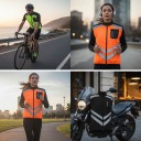 Colete Reflexivo para Motocicleta Unisex Sem Mangas Zíper e Bolso no Peito Poliéster Colete com Faixas Reflexivas 10