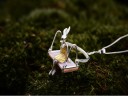 Colgante de plata para mujer Conejo en columpio 3