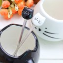 Colher de chá com gato para amantes de gatos Para misturar café e chá Tigela oval Aço inoxidável brilhante Comprimento 14,5 cm Cabeça de gato 3