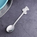 Colher de chá com motivo natalício no fim da pega Decoração moldada plana Aço inoxidável Cor prateada Comprimento 13 cm Para chá e mesa festiva 8