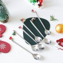 Colher de chá com pendente de Natal suspenso no final do cabo Superfície brilhante Aço inoxidável Comprimento 13,5 cm Para mexer 14