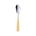 Colher de chá em aço inoxidável com cabeça prateada brilhante Pega com transição suave de cor Para mexer chá Comprimento 14 cm 3