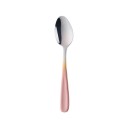 Colher de chá em aço inoxidável com cabeça prateada brilhante Pega com transição suave de cor Para mexer chá Comprimento 14 cm 2