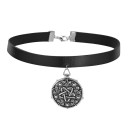Collana choker in pelle da donna con ciondolo 1