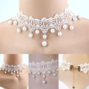 Collana choker in pizzo con perle 4