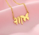 Collana da donna con lettera e farfalla 2