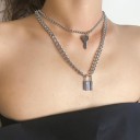 Collana da donna massiccia con chiave e lucchetto 2